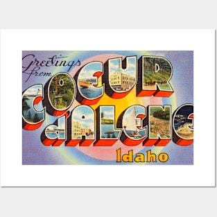 Greetings from Coeur d'Alene, Idaho - Vintage Large Letter Postcard Posters and Art